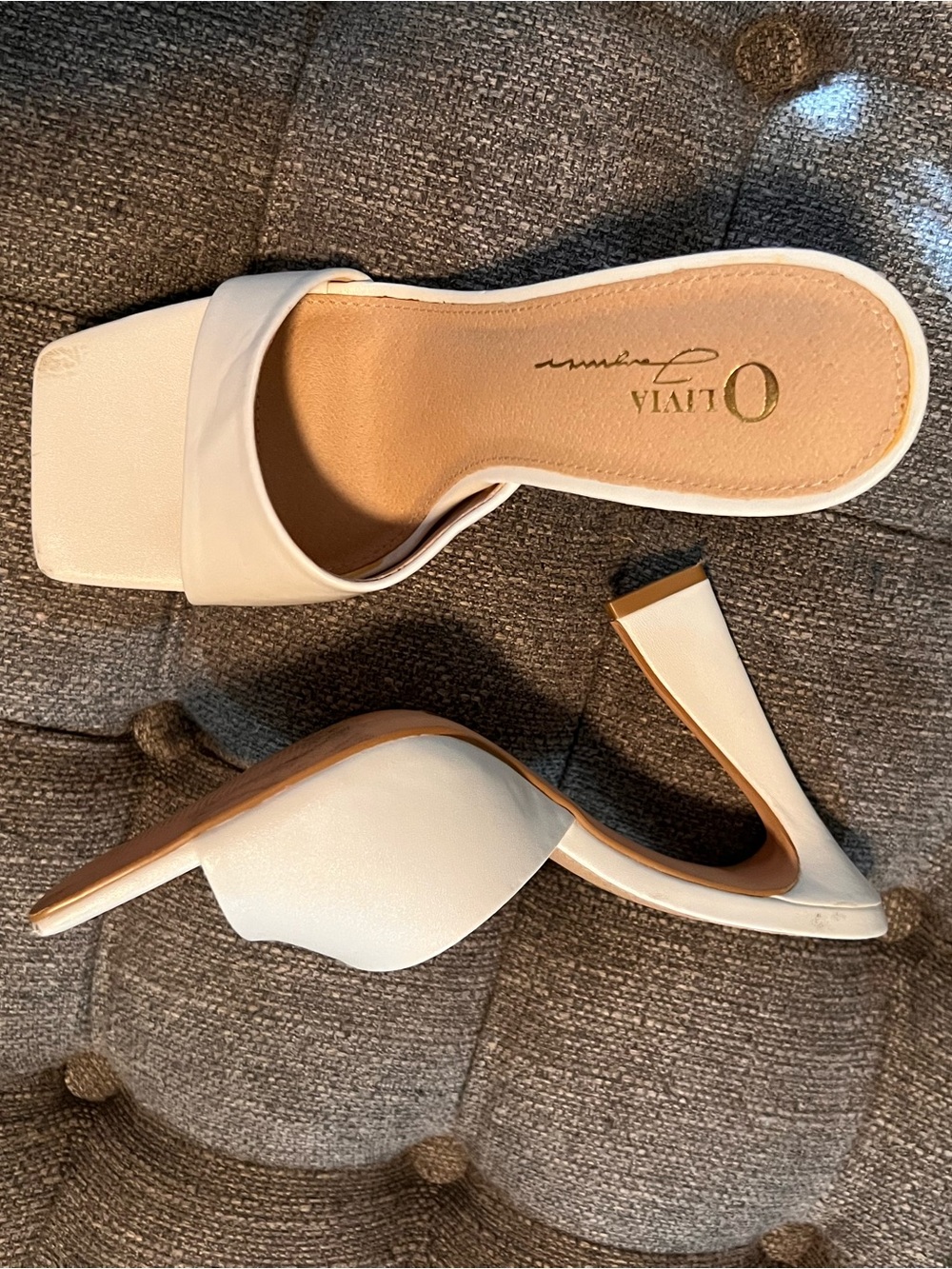 White Slide Heel Sandals